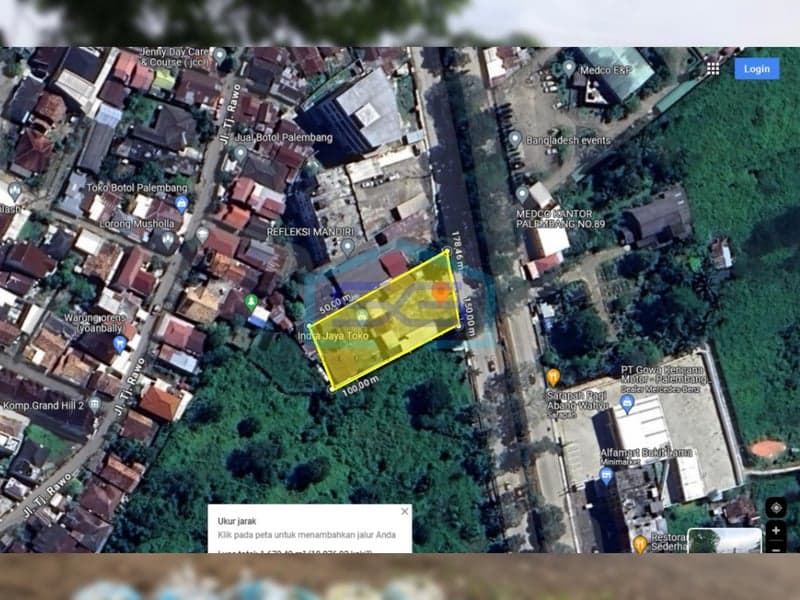 南苏门答腊省巨港市战略地点连同办公室出售土地 土地面积900平方米