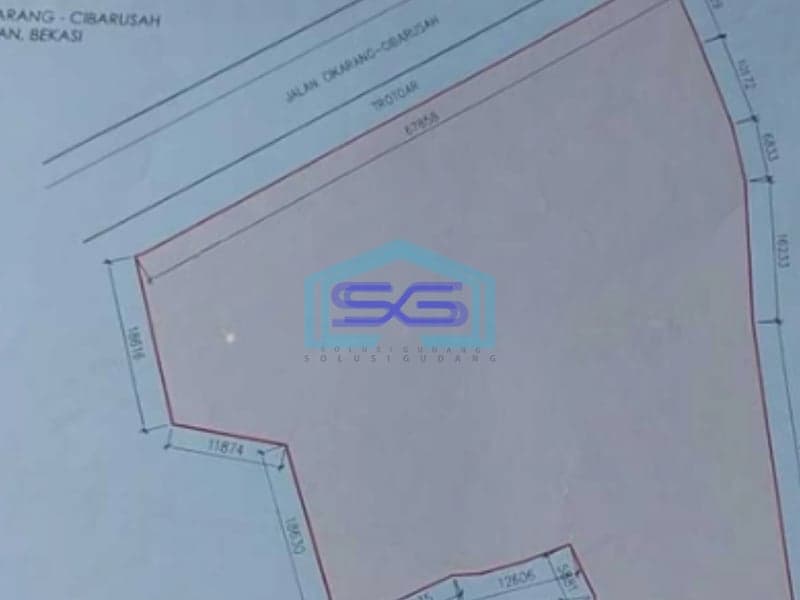 Dijual Tanah Luas Strategis  di Jl. Raya Cibarusah Cikarang Bekasi LT 3340m2
