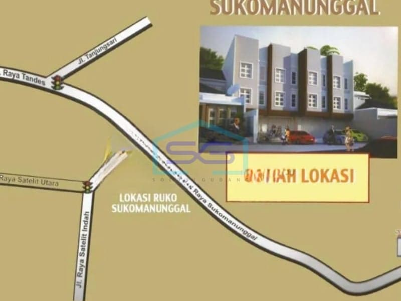 Dijual Ruko di Jalan Raya Suko Manunggal Surabaya, Luas Bangunan 858 m2