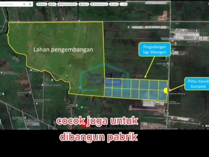 Dijual Tanah Kavling Pergudangan di Banyuasin, Sumatera Selatan LT 1000 m2