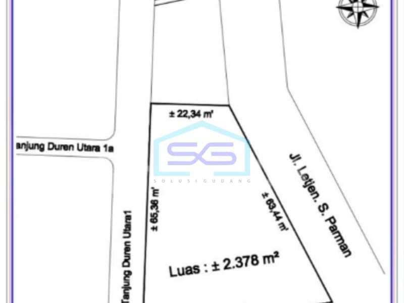 Dijual Tanah Strategis Slipi Palmerah Jakarta Barat Luas 2378m2