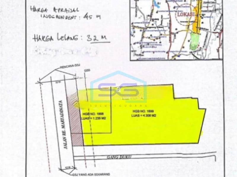 Dijual Tanah Kavling di Jalan Raya RE Martadinata, Cipayung Jakarta Timur LT 5.153 m2