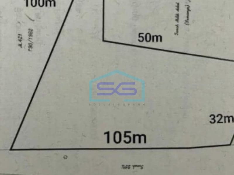 出售万隆西爪哇省4920平方米无洪水土地，带SHM证书