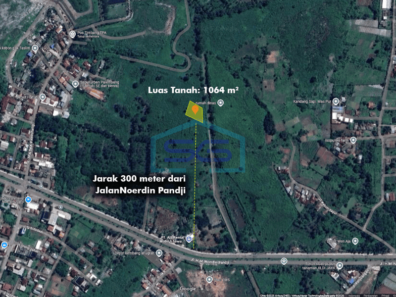 Dijual Tanah Strategis Dekat Bandara Kota Palembang, Sumatera Selatan Luas Tanah 1064 m²