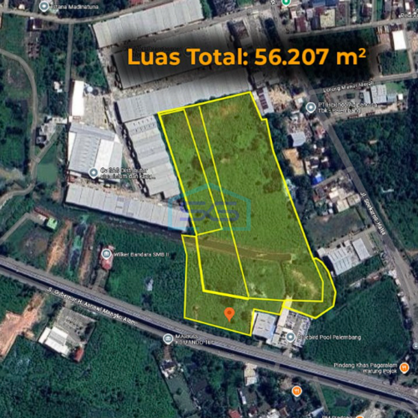 Dijual Lahan Tanah Luas 5,6 hektar di Jalur Menuju Bandara SMB II Palembang Luas 56207m2-4