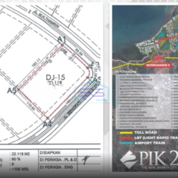 Disewakan Tanah Komersial Lokasi Strategis di PIK 2 Pantai Indah Kapuk 2, Jakarta Utara Luas Tanah (PxL)  22118 m-2