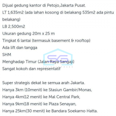 Dijual Cepat Gedung Untuk Gudang Jln Raya Petojo Jakarta Pusat
