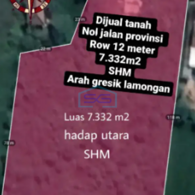 Dijual Tanah di Raya Balongpanggang Gresik Jawa Timur Luas Tanah 7332m2