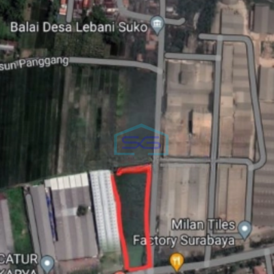 Dijual Tanah Indrustri Lebaniwaras di Wringinanom Gresik Nol Jalan Luas Tanah 9655 m²
